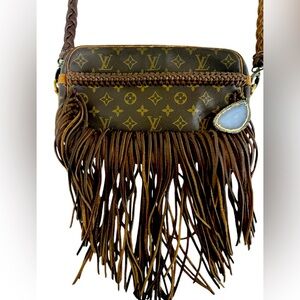 Authentic Louis Vuitton Up cycle fringe bag from Vintage Boho Bags.